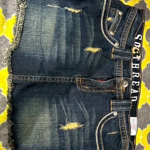 Southern Thread mini jean skirt.